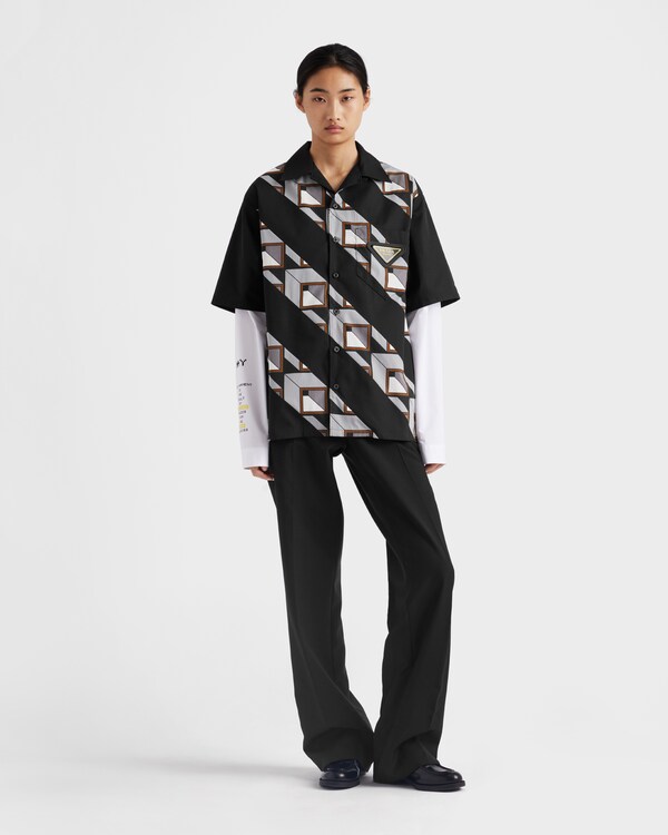 タイムカプセル プリント コットン シャツ - ブラック/ライトグレー タイムカプセル プリント コットン シャツ - ブラック/ライトグレー