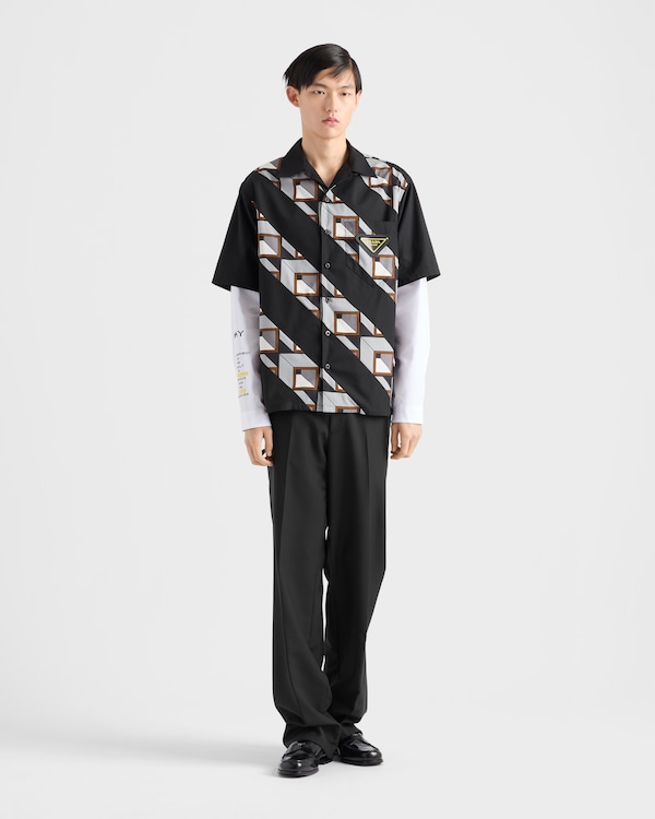 タイムカプセル プリント コットン シャツ - ブラック/ライトグレー タイムカプセル プリント コットン シャツ - ブラック/ライトグレー