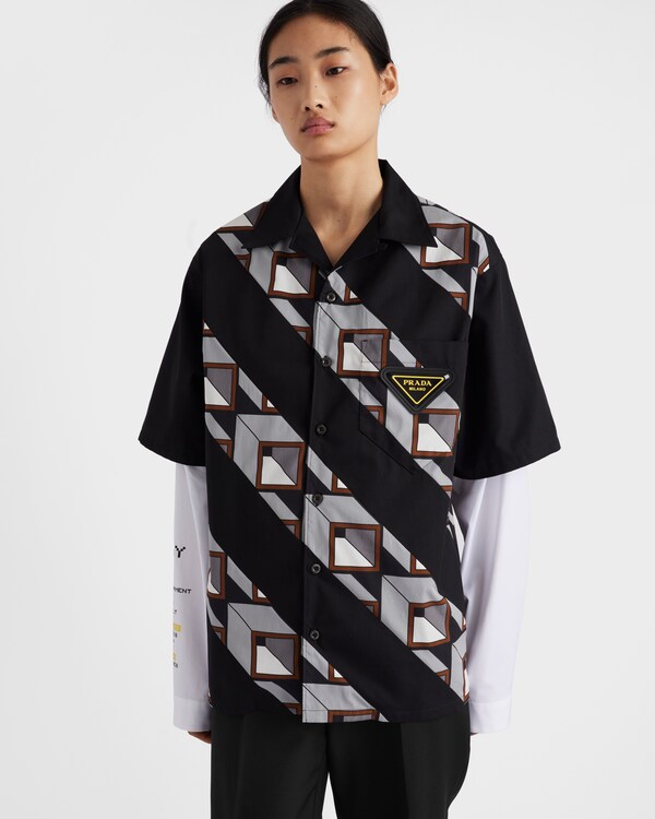 タイムカプセル プリント コットン シャツ - ブラック/ライトグレー タイムカプセル プリント コットン シャツ - ブラック/ライトグレー