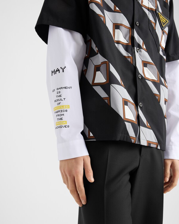 タイムカプセル プリント コットン シャツ - ブラック/ライトグレー タイムカプセル プリント コットン シャツ - ブラック/ライトグレー