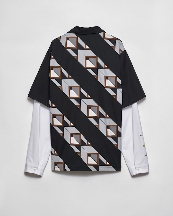 タイムカプセル プリント コットン シャツ - ブラック/ライトグレー タイムカプセル プリント コットン シャツ - ブラック/ライトグレー