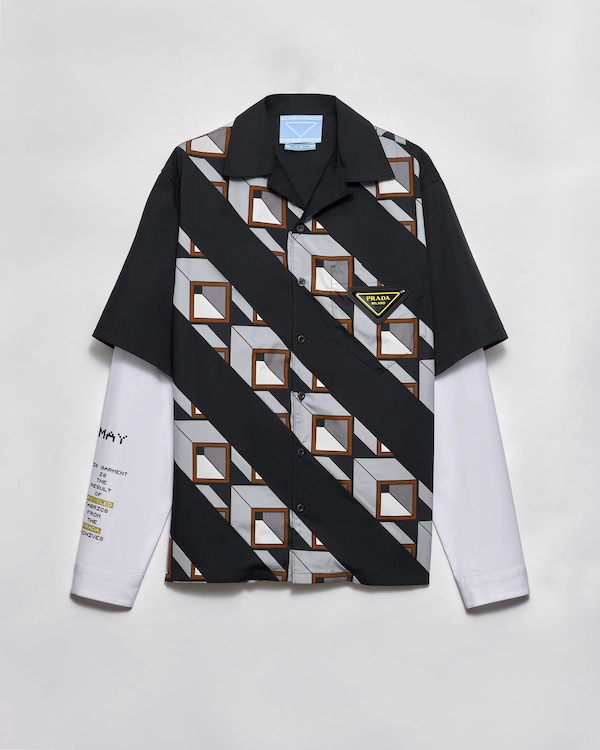 タイムカプセル プリント コットン シャツ - ブラック/ライトグレー タイムカプセル プリント コットン シャツ - ブラック/ライトグレー