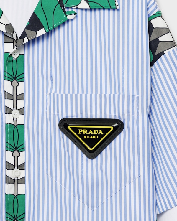 Timecapsule printed cotton shirt - Light Blue/Emerald Green Timecapsule printed cotton shirt - Light Blue/Emerald Green