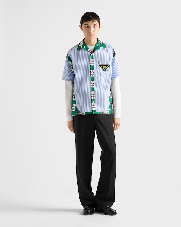 Timecapsule printed cotton shirt - Light Blue/Emerald Green Timecapsule printed cotton shirt - Light Blue/Emerald Green