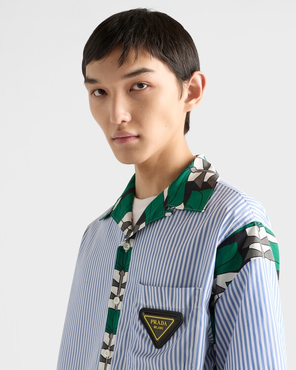 Timecapsule printed cotton shirt - Light Blue/Emerald Green Timecapsule printed cotton shirt - Light Blue/Emerald Green