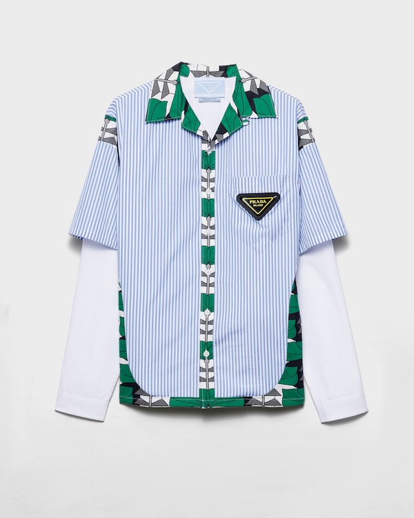 Timecapsule printed cotton shirt - Light Blue/Emerald Green Timecapsule printed cotton shirt - Light Blue/Emerald Green