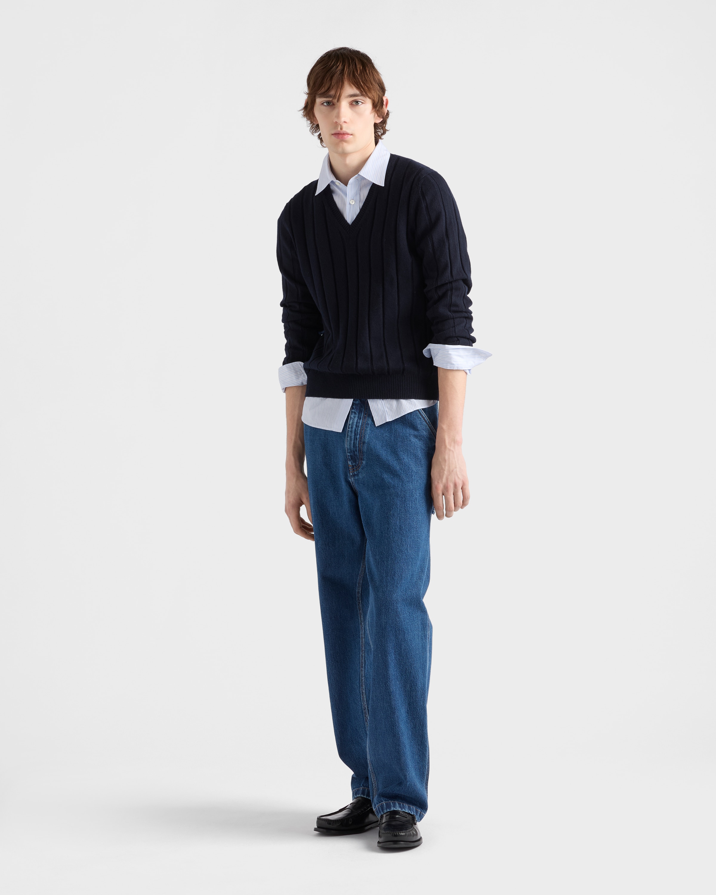 PRADA プラダ 20SS ギャザーハイネックバックボタンブラウス P987GR S201 ホワイト 36 Shirts for Men | PRADA - Japan