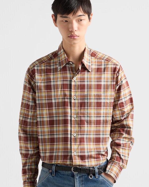 Checked cotton shirt - Tobacco/Topaz Checked cotton shirt - Tobacco/Topaz