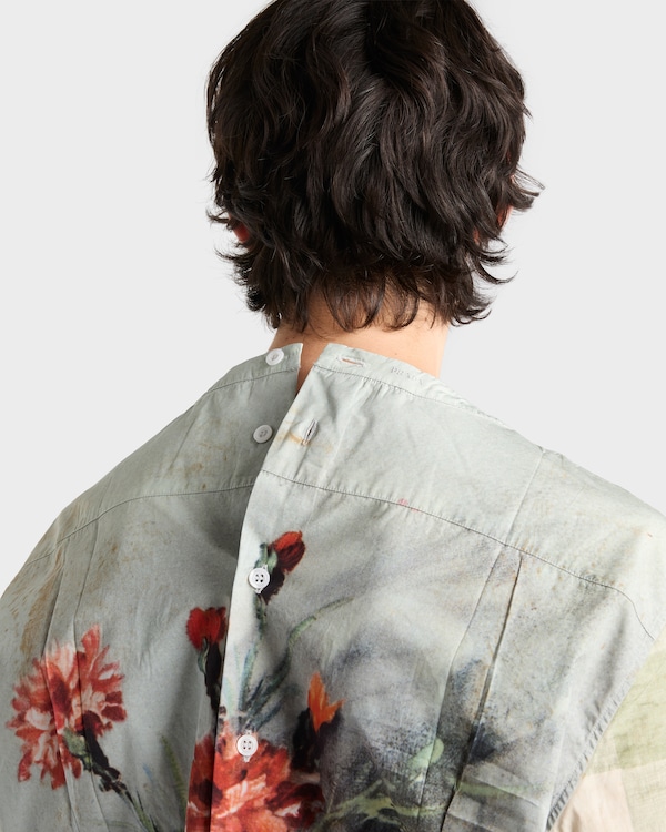 Printed cotton shirt - Gris Nublado/Rojo Printed cotton shirt - Gris Nublado/Rojo
