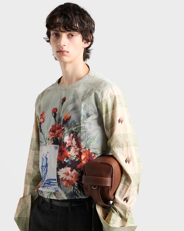 Printed cotton shirt - Gris Nublado/Rojo Printed cotton shirt - Gris Nublado/Rojo