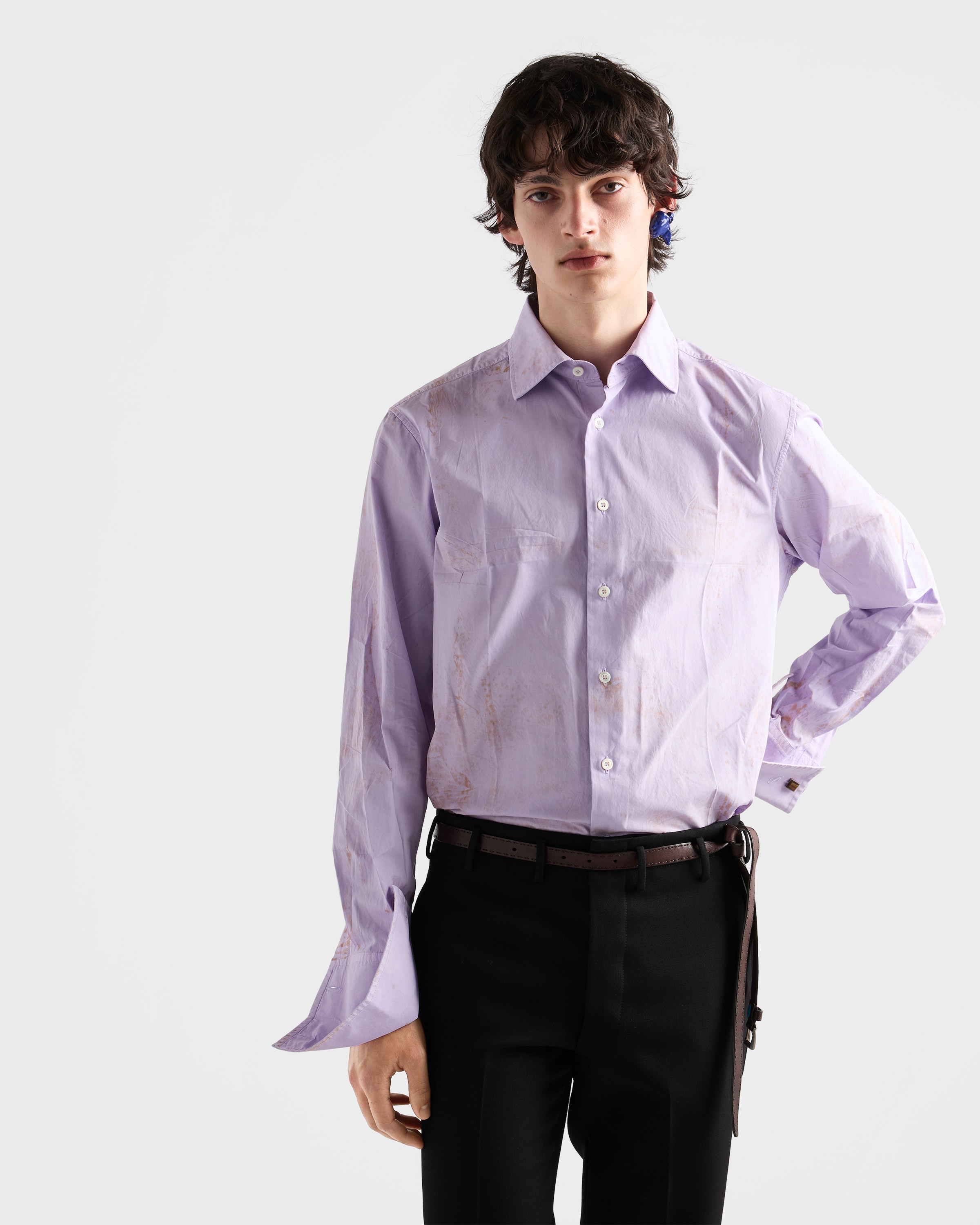PRADA ノースリーブ ポロシャツ ラベンダー Lilac Cotton Shirt | PRADA - United States