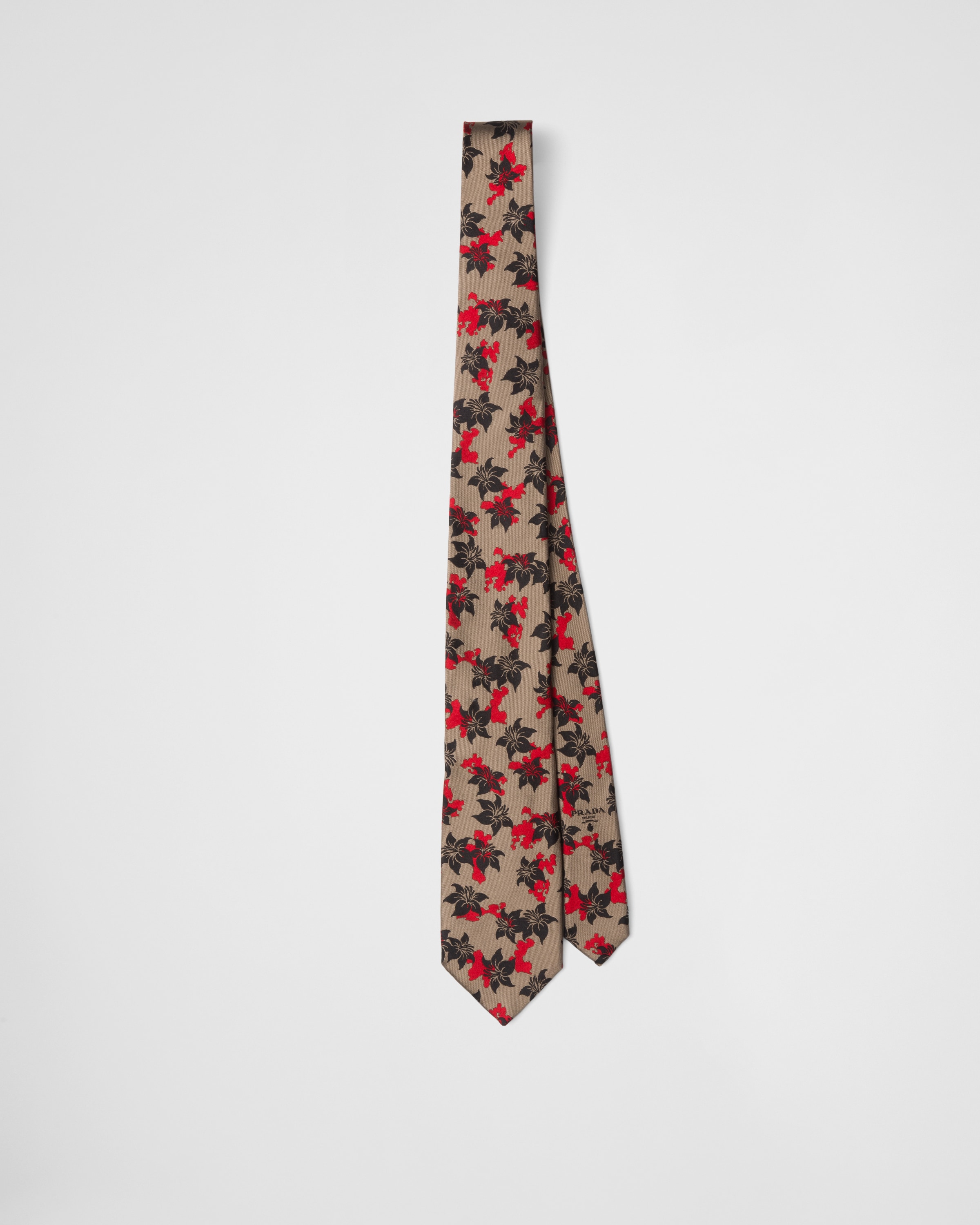 Prada Silk Tie In Brown