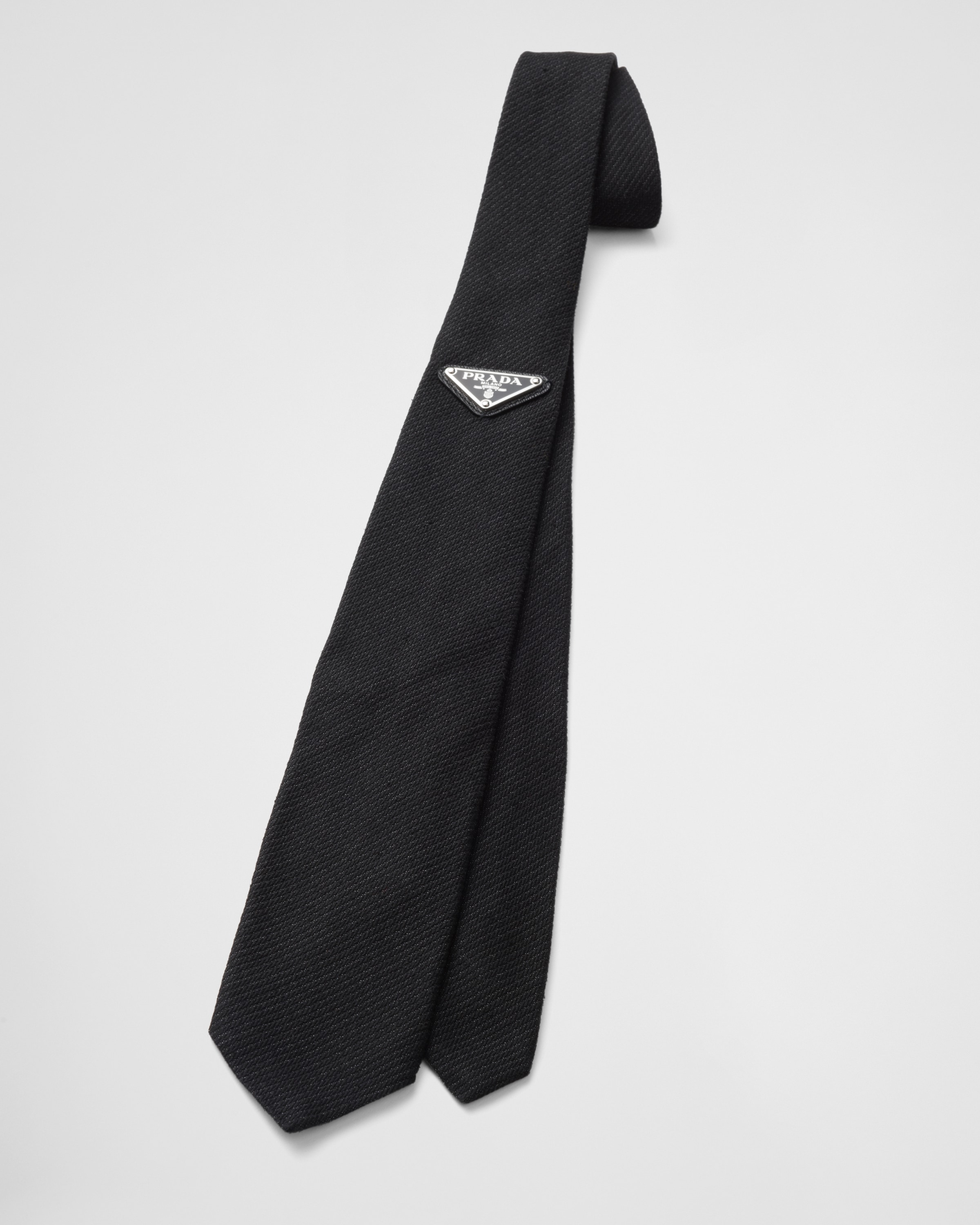 Shop Prada Silk Tie In Smoky Gray