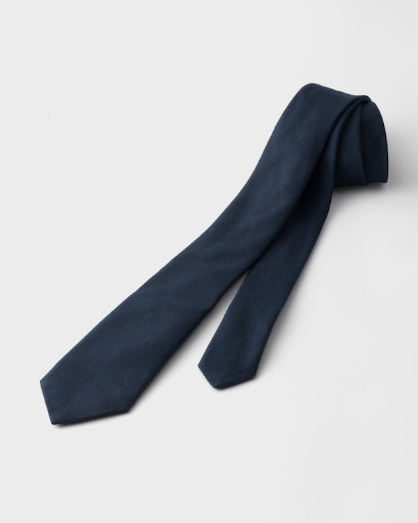 Silk and linen tie - Navy Silk and linen tie - Navy