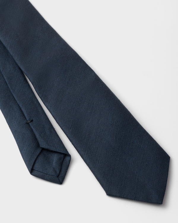 Silk and linen tie - Navy Silk and linen tie - Navy