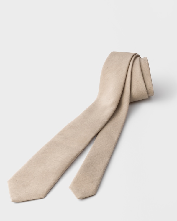 Silk and linen tie - Sand Beige Silk and linen tie - Sand Beige