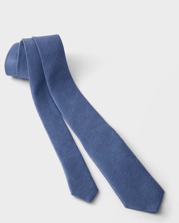 Silk and linen tie - Aviator Blue Silk and linen tie - Aviator Blue