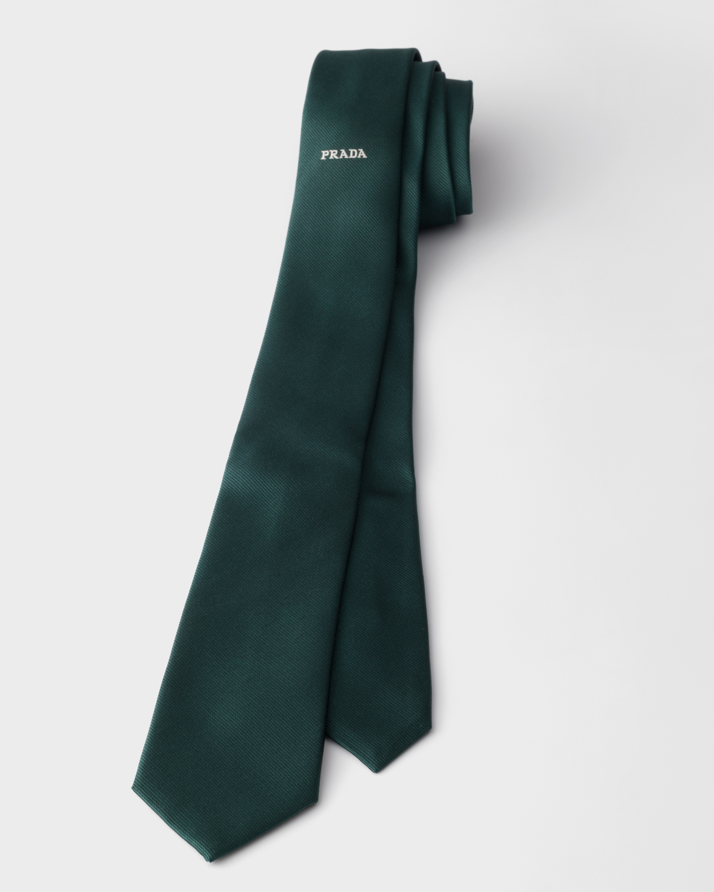 Bottle Green Silk Tie | PRADA - United States