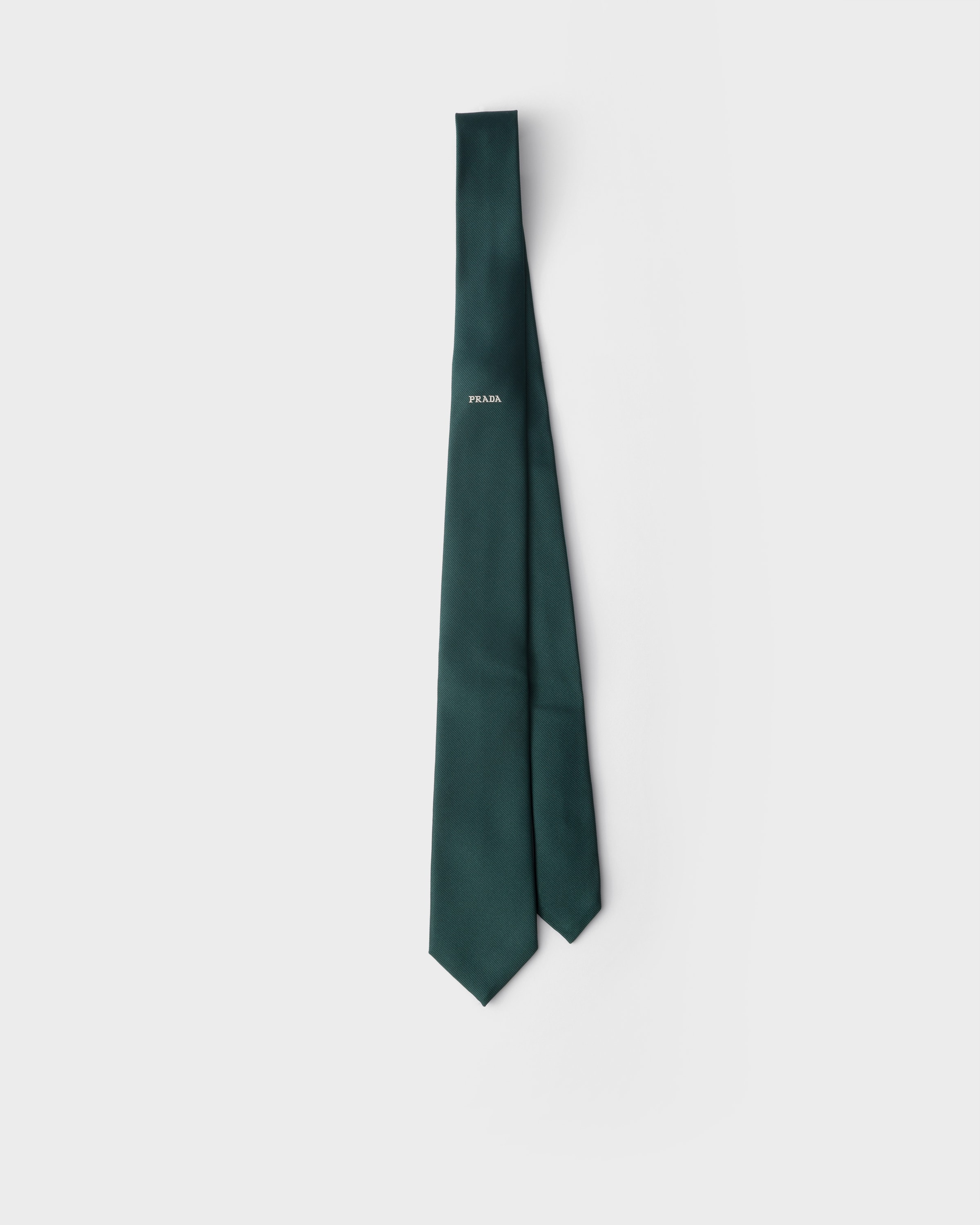 Bottle Green Silk Tie | PRADA - United States