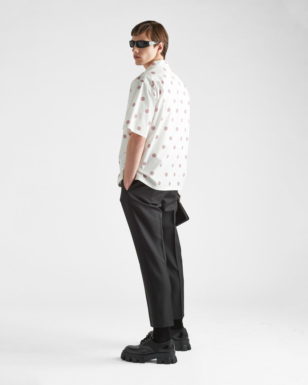 Short-sleeved stretch cotton shirt | Prada