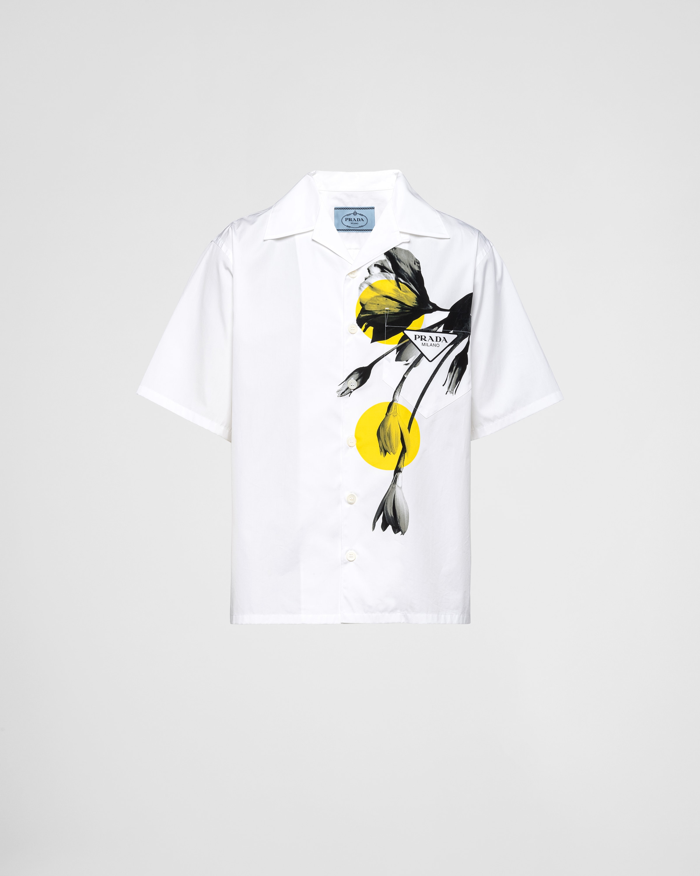 Prada Striped Short-sleeved T-shirt Black mix White Cotton