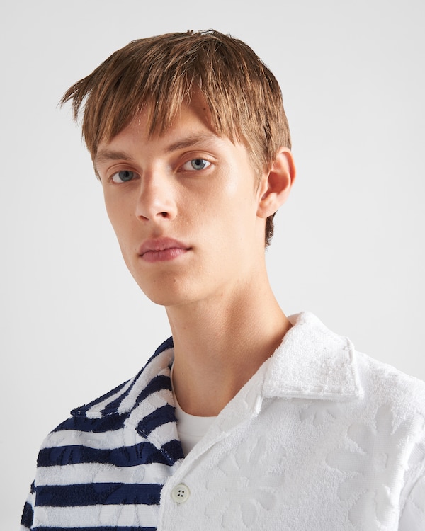 Double Match heavy cotton shirt - White/Bright Blue Double Match heavy cotton shirt - White/Bright Blue