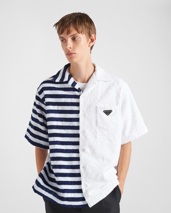 Double Match heavy cotton shirt - White/Bright Blue Double Match heavy cotton shirt - White/Bright Blue