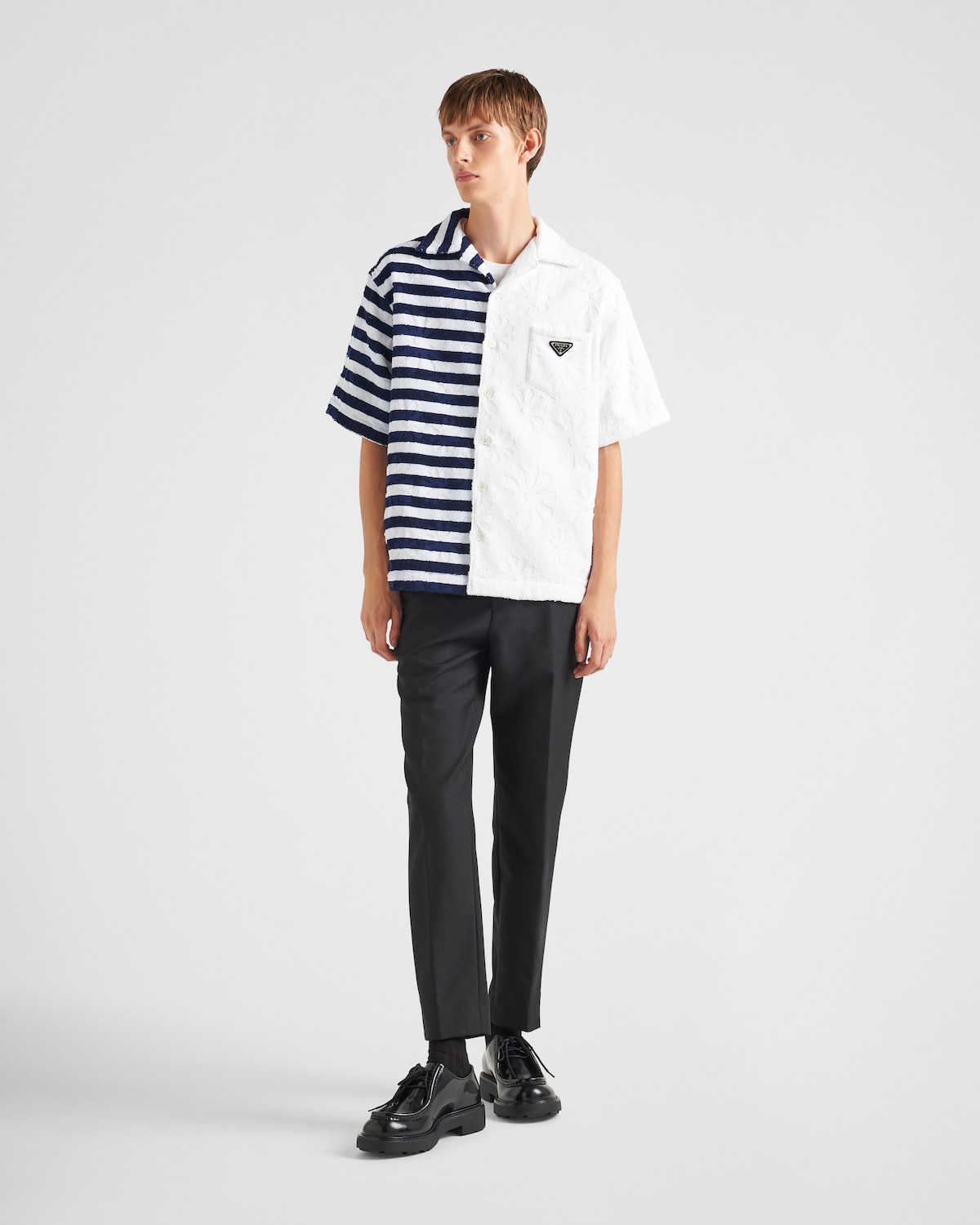 Prada 2025 Striped T-shirt Navy Blue mix colors Cotton