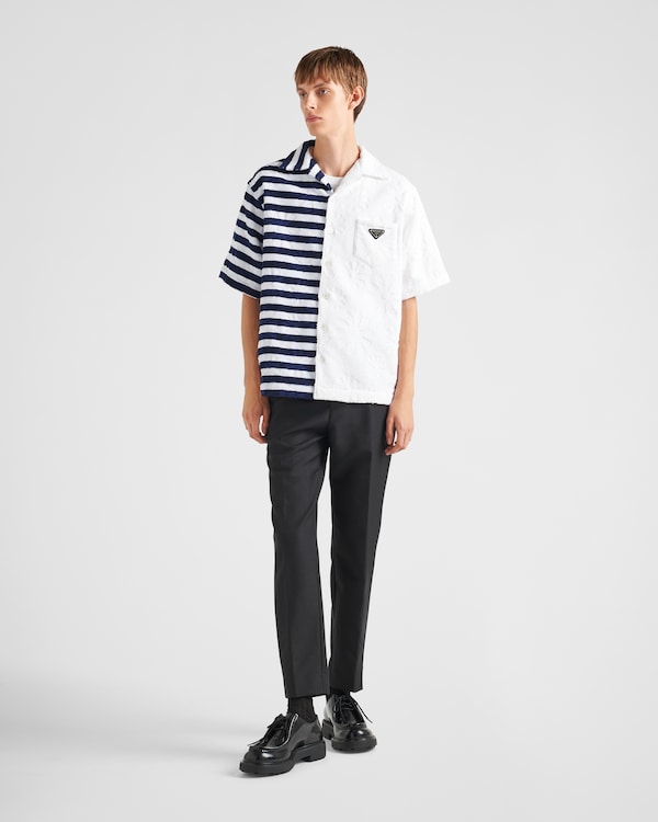 Double Match heavy cotton shirt - White/Bright Blue Double Match heavy cotton shirt - White/Bright Blue