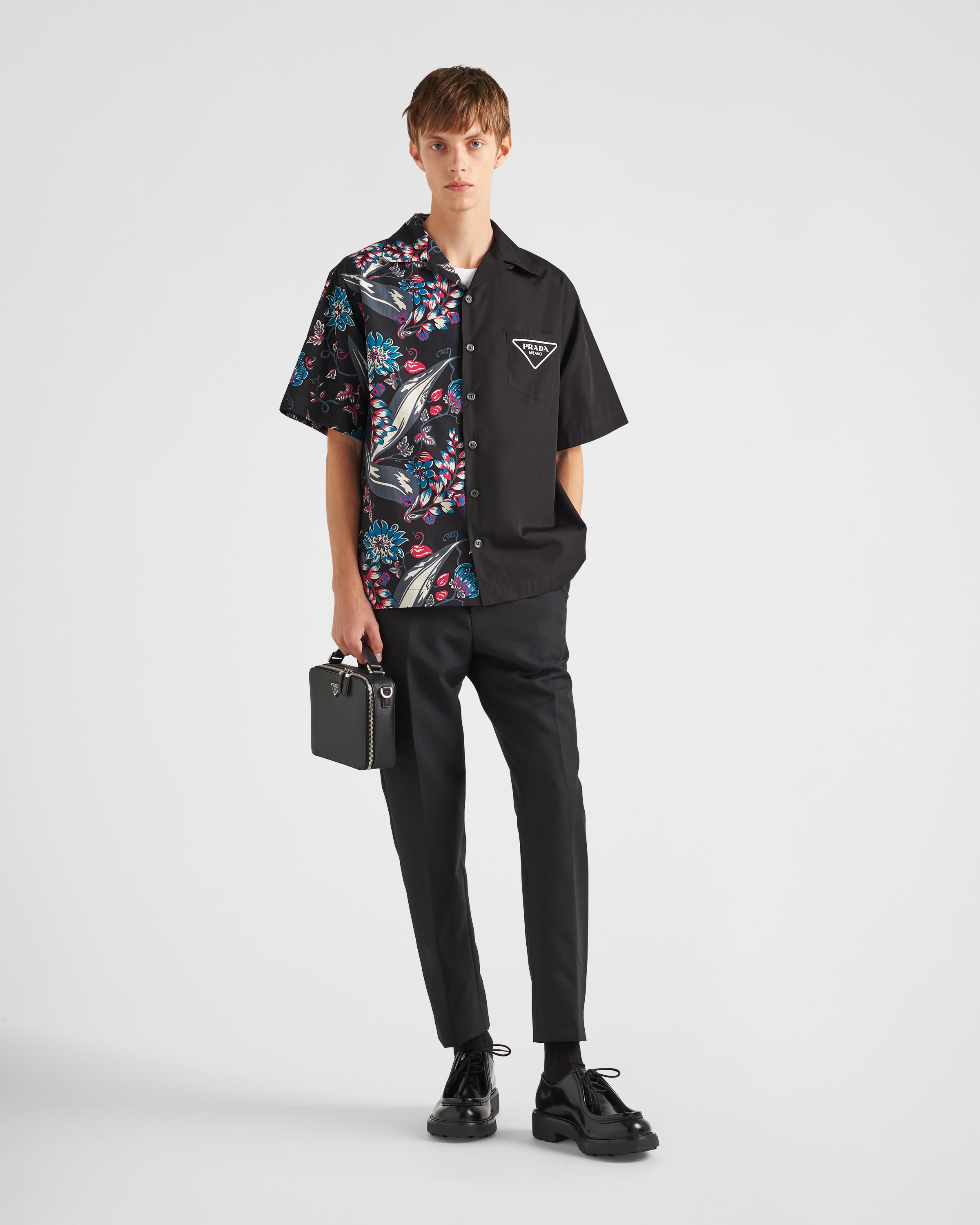 Black Short-sleeved cotton shirt | PRADA