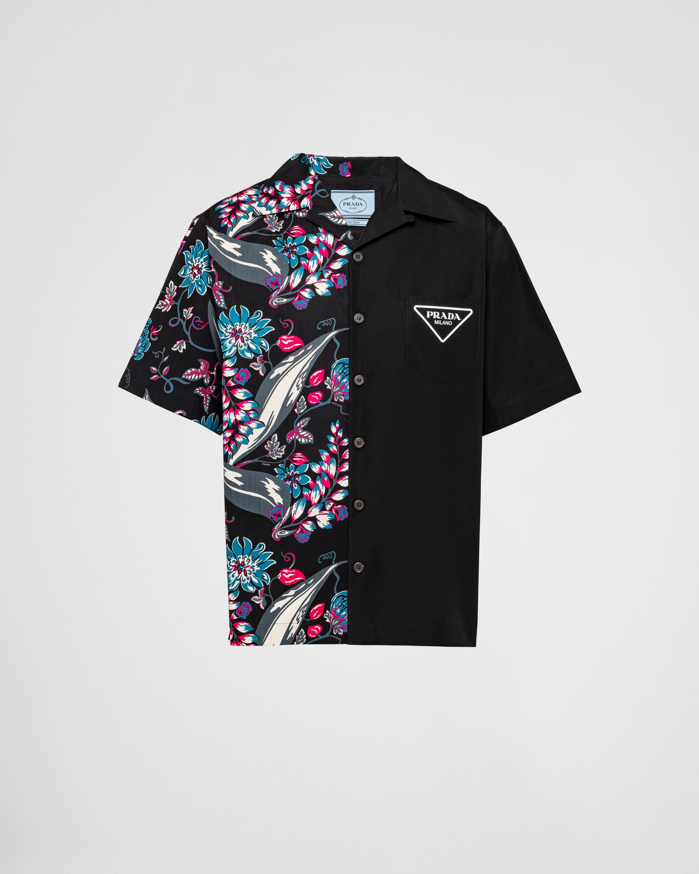 Black Short sleeved Cotton Shirt PRADA
