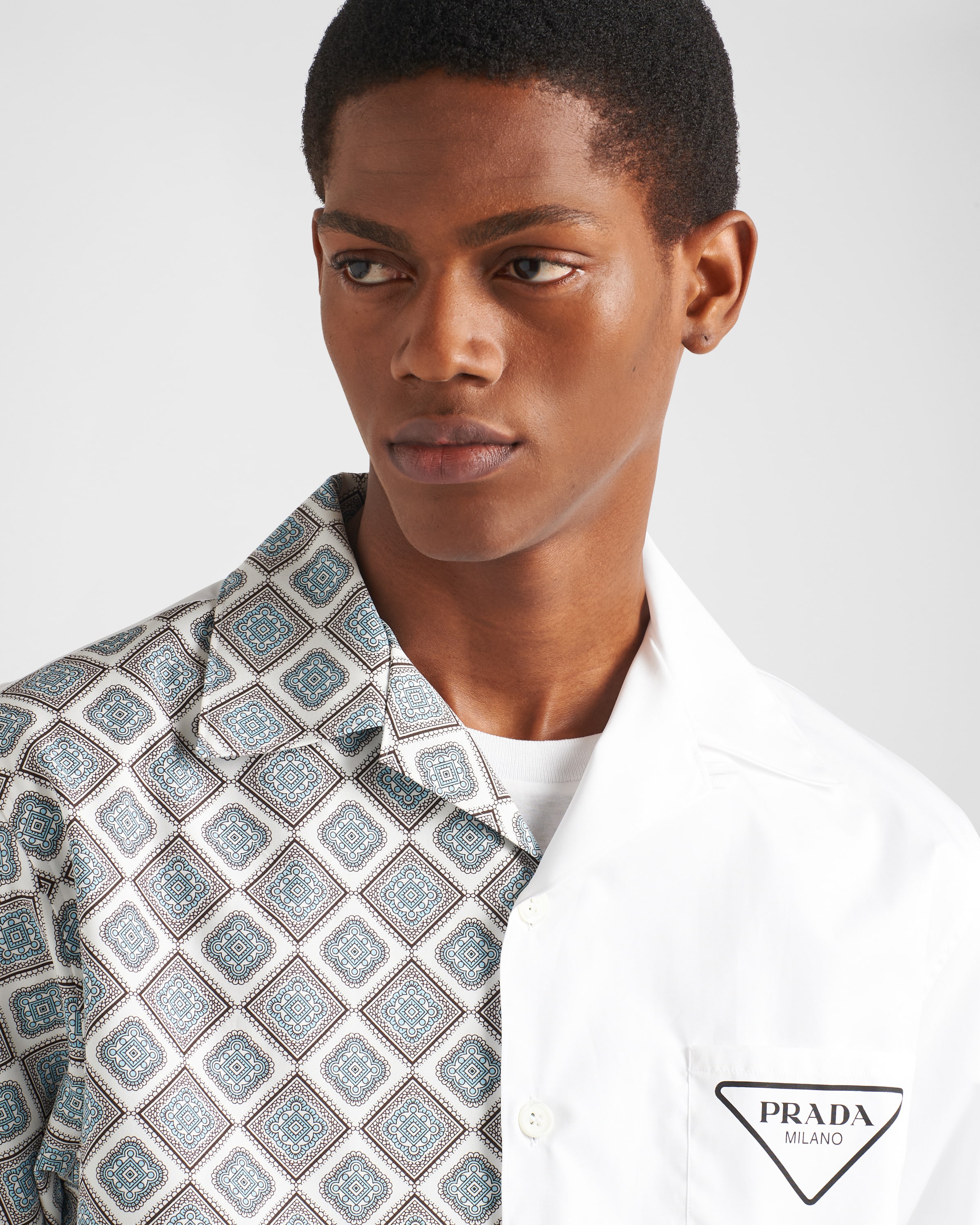 Crystal Double Match Cotton Shirt | PRADA - United States