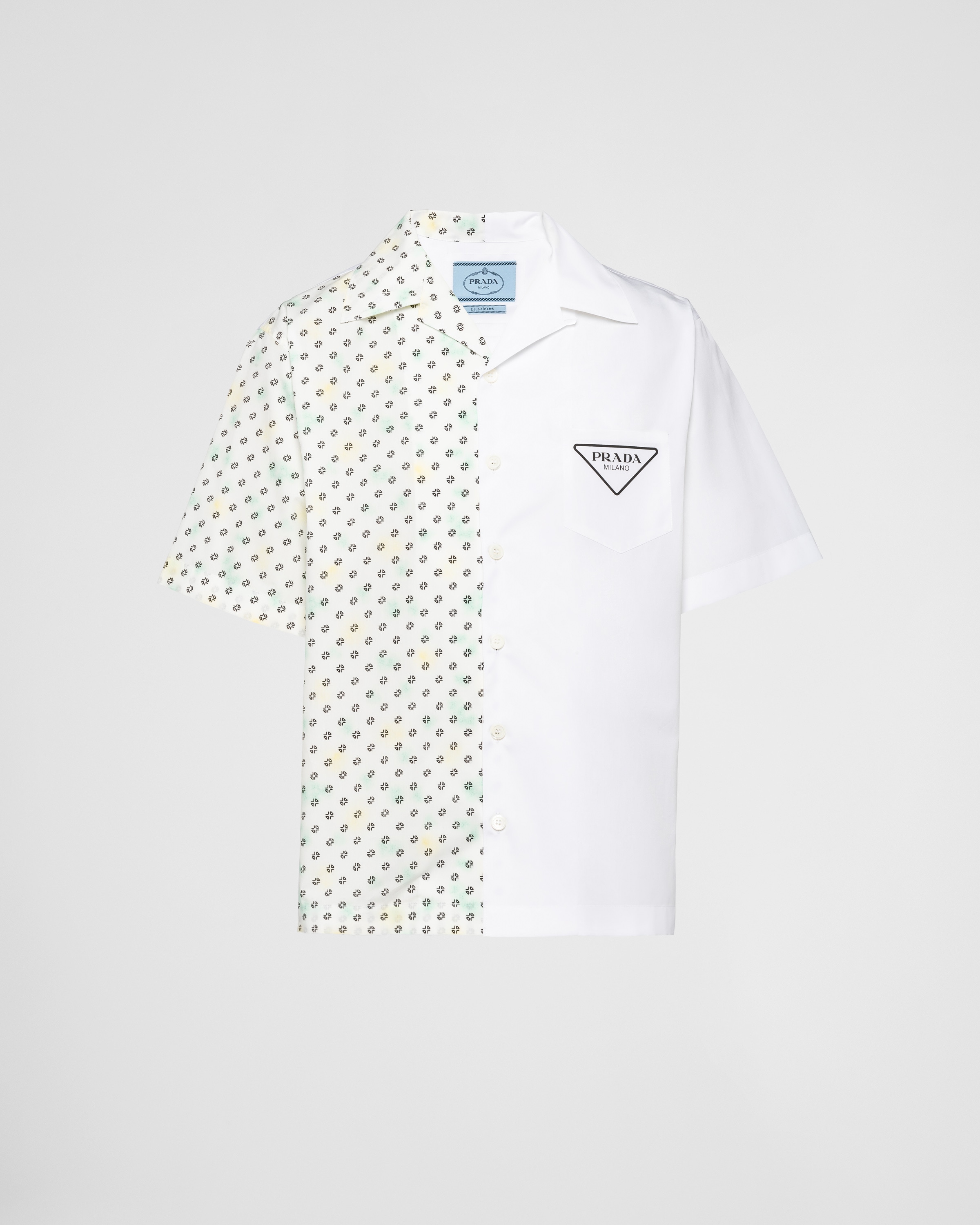 Shop Prada Double Match Cotton Shirt In Vanilla