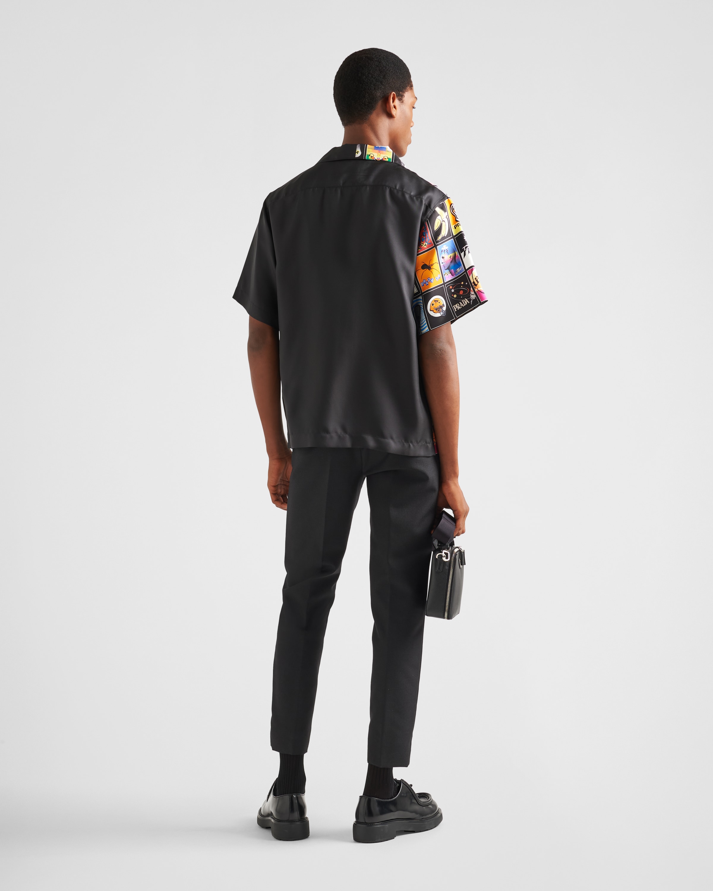 Orange Double Match silk twill shirt | PRADA - United States