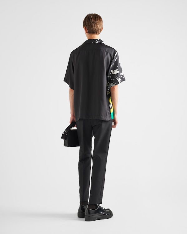 Double Match silk twill shirt - Black Double Match silk twill shirt - Black