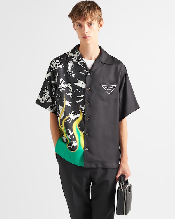 Double Match silk twill shirt - Black Double Match silk twill shirt - Black