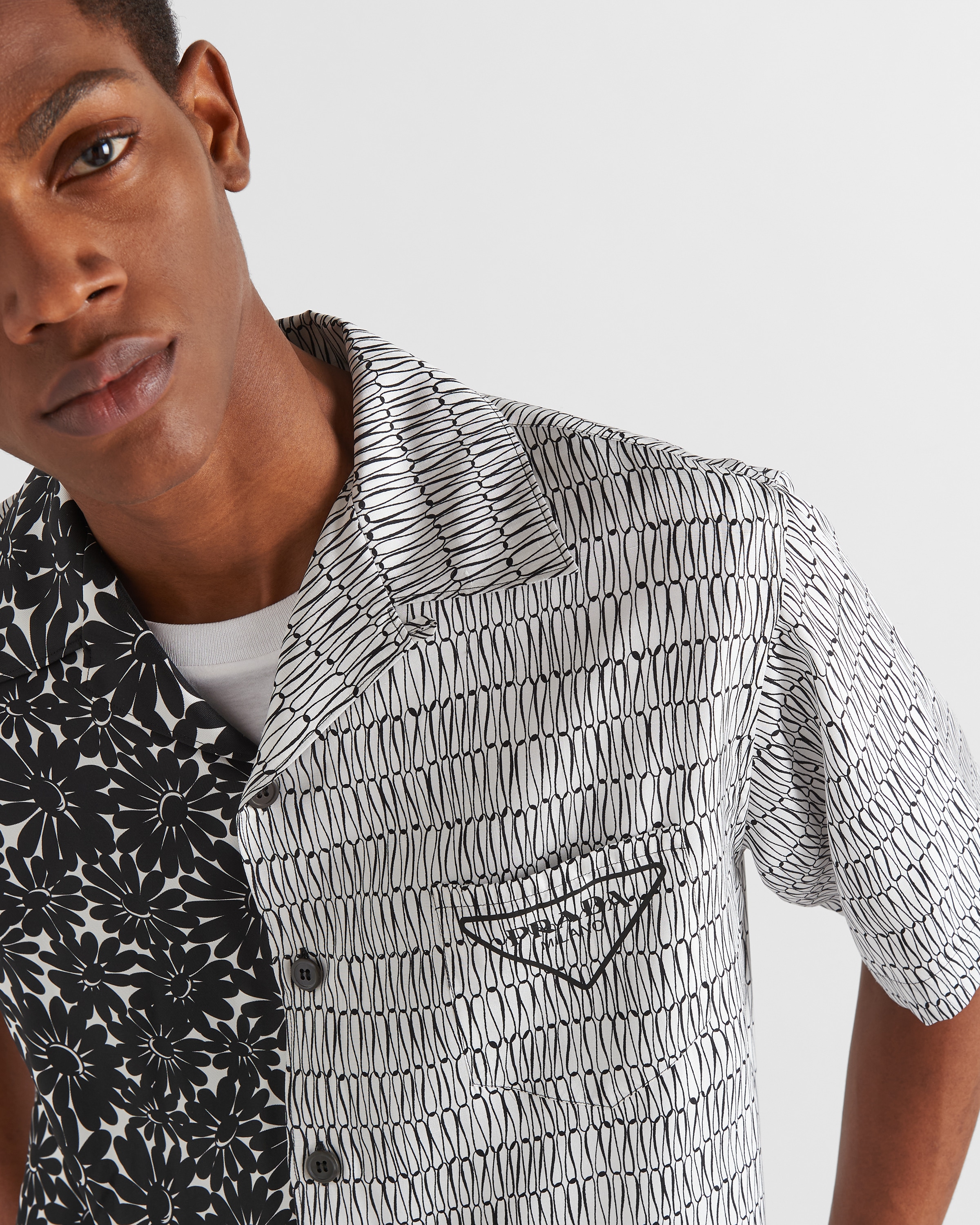 美品✨21ss PRADA Double Match Silk Shirt 38