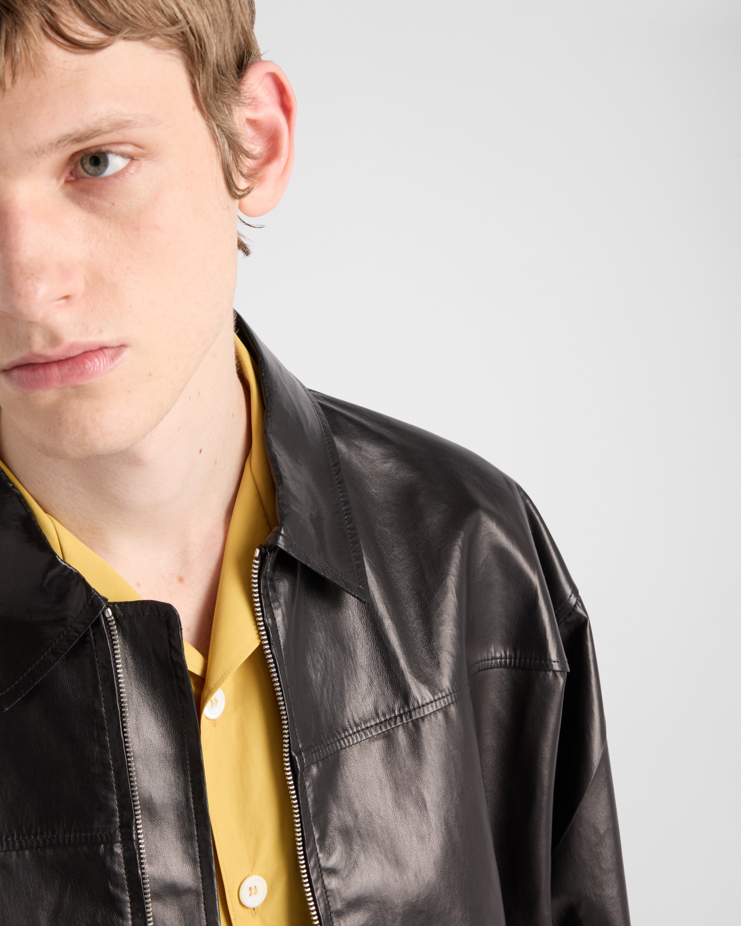 Prada Men's Solid Bowling Shirt In Senfgelb