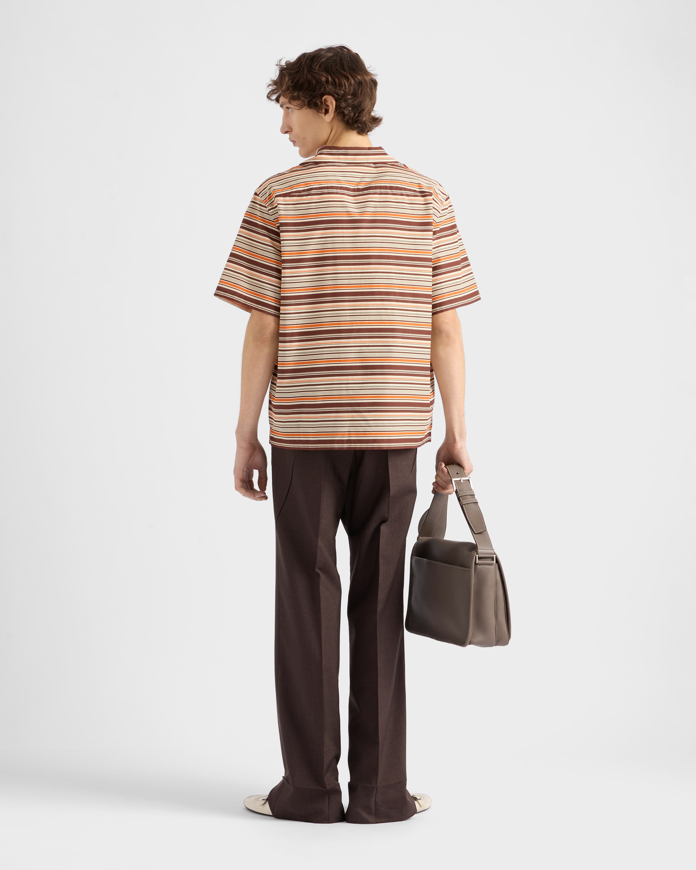 Sienna Striped Cotton And Silk Bowling Shirt | PRADA