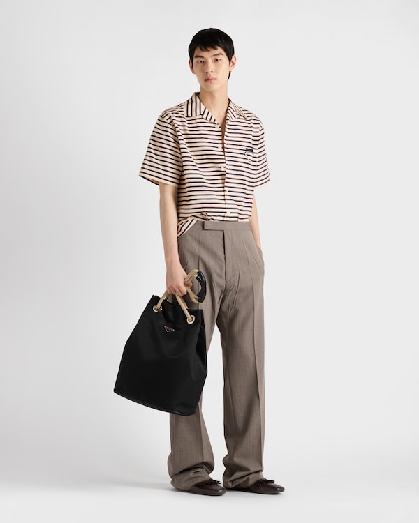 Striped cotton and silk bowling shirt Striped cotton and silk bowling shirt