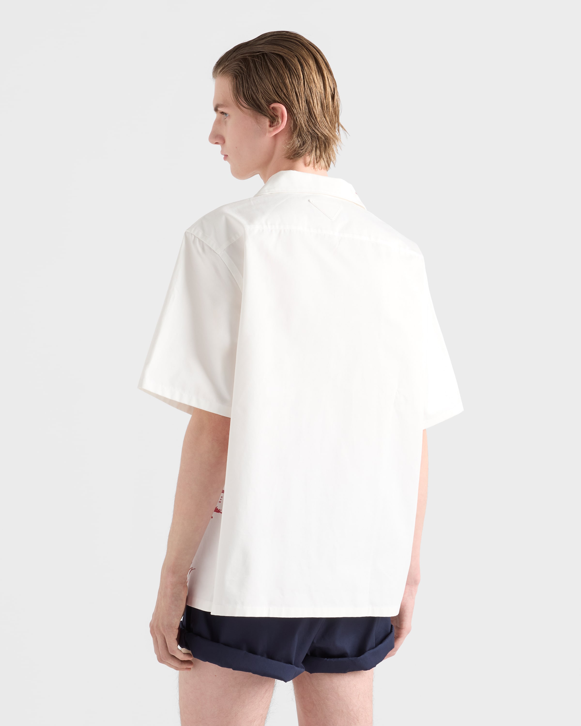 Red Printed cotton bowling shirt | PRADA - United States