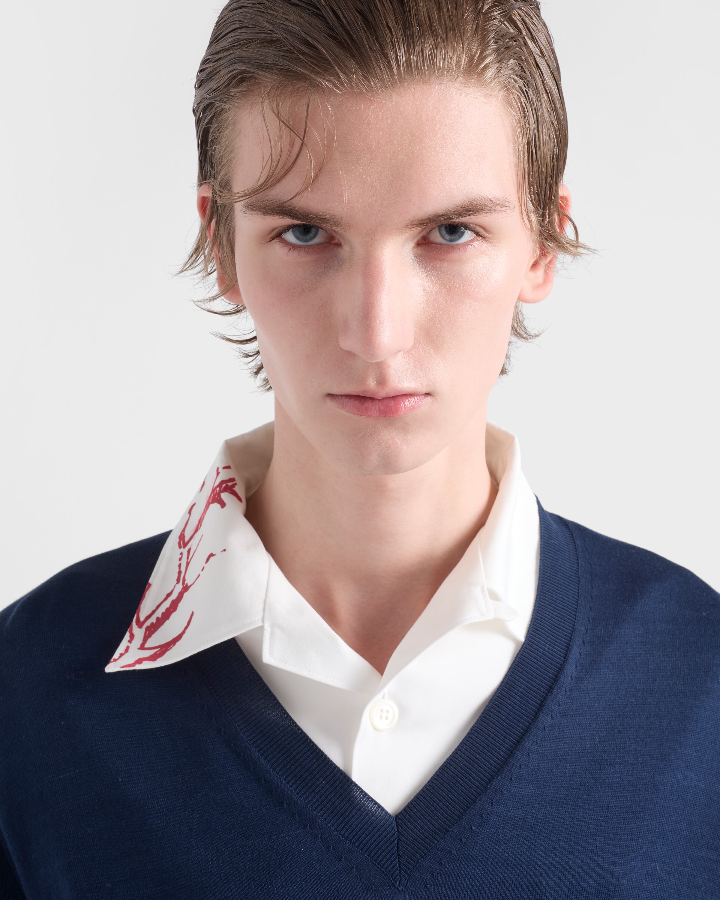 Red Printed Cotton Bowling Shirt | PRADA - United States