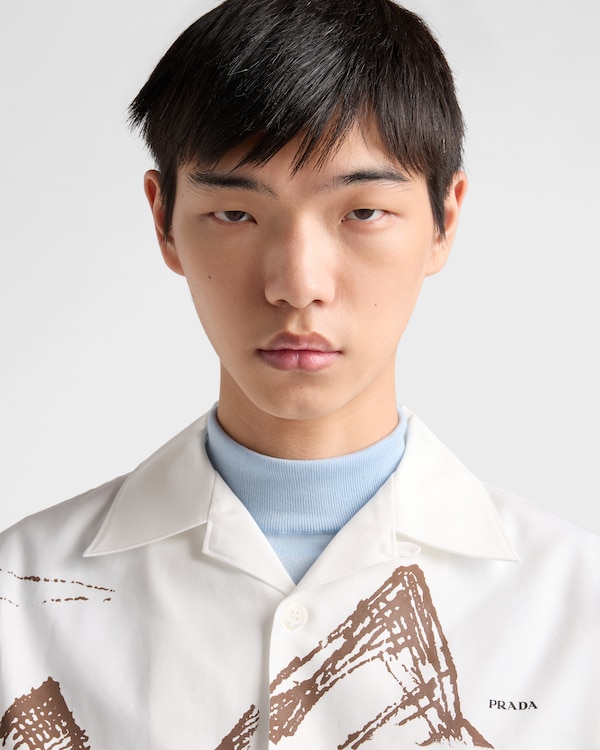 印花棉质保龄球衬衫 - 可可棕 印花棉质保龄球衬衫 - 可可棕