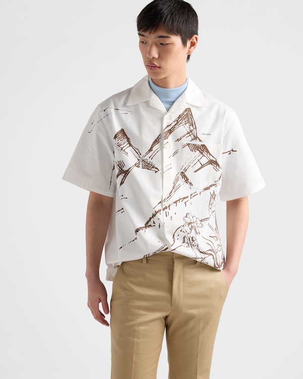 印花棉质保龄球衬衫 - 可可棕 印花棉质保龄球衬衫 - 可可棕