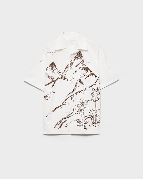 印花棉质保龄球衬衫 - 可可棕 印花棉质保龄球衬衫 - 可可棕