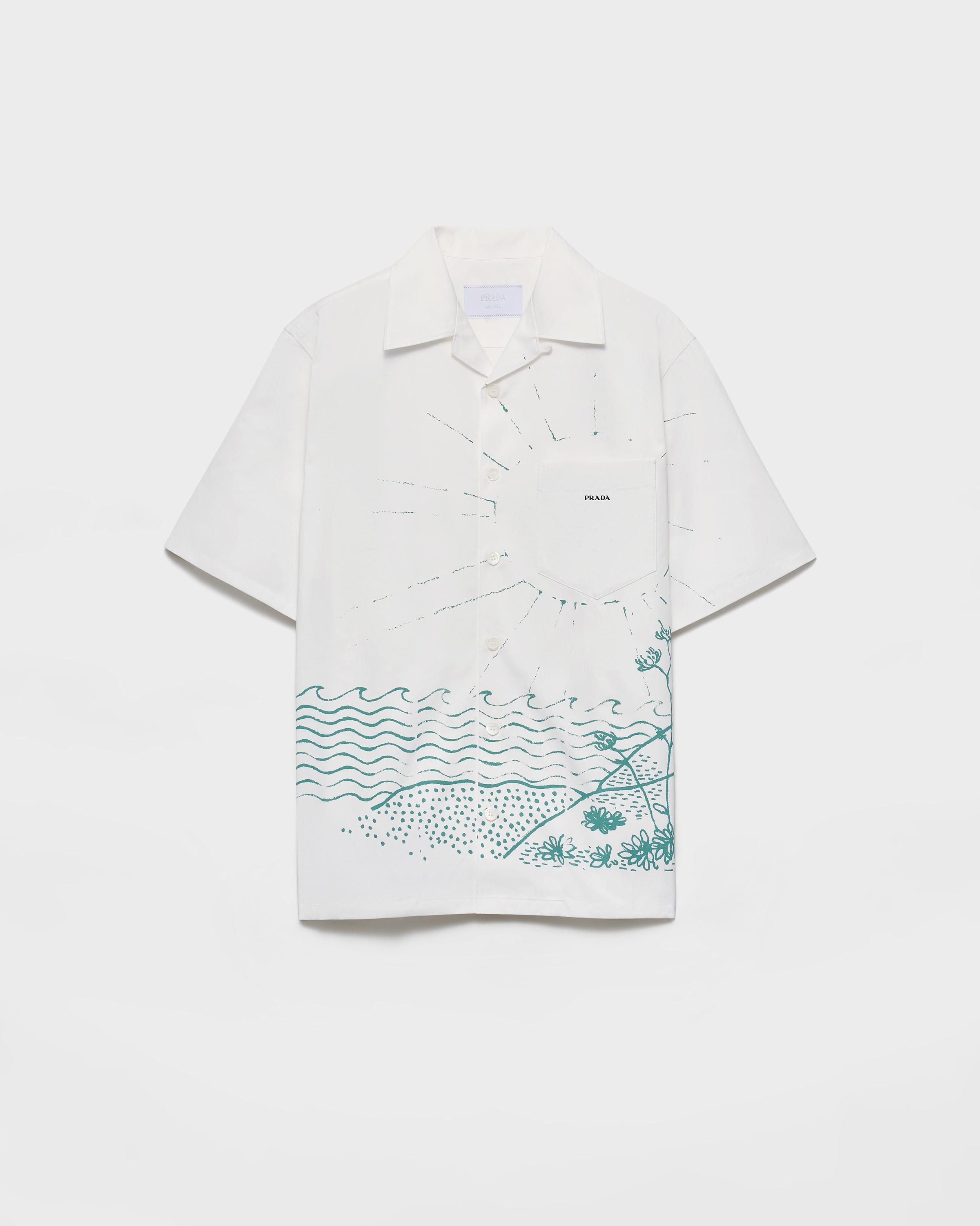 Green Printed cotton bowling shirt | PRADA - Hong Kong SAR China