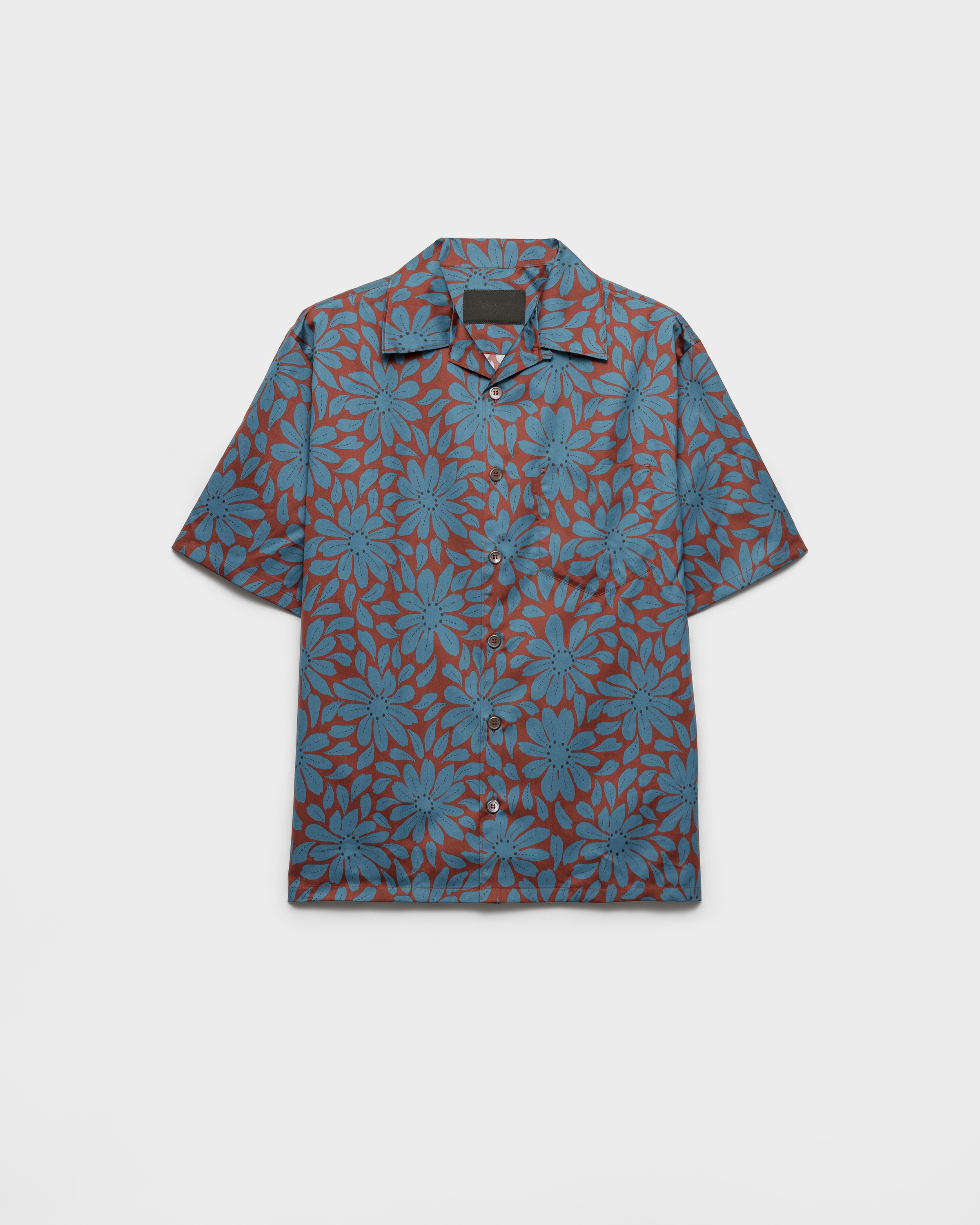 Short-sleeved cotton blend shirt