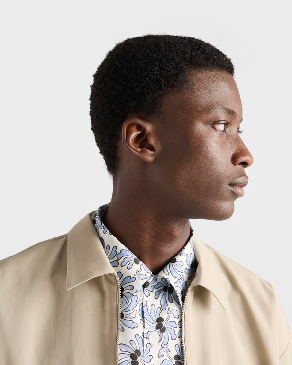 プリントコットンブレンド ボウリングシャツ - アイボリー/ライトブルー プリントコットンブレンド ボウリングシャツ - アイボリー/ライトブルー