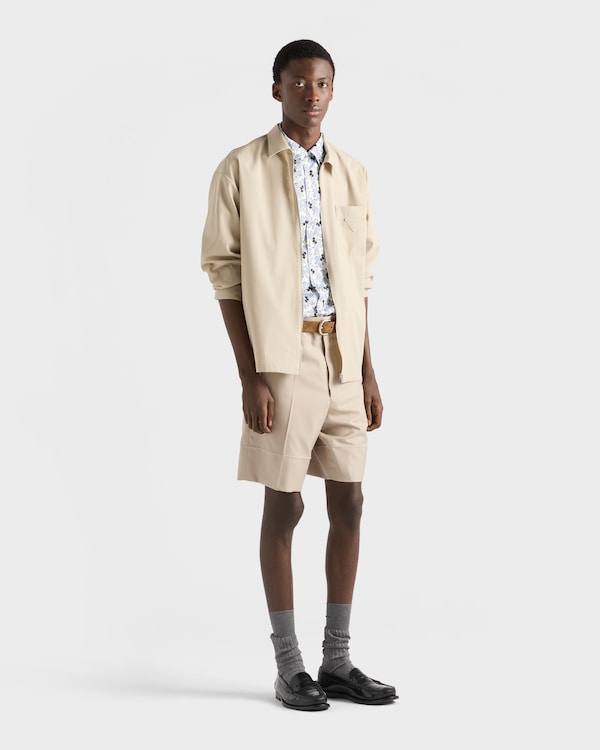 プリントコットンブレンド ボウリングシャツ - アイボリー/ライトブルー プリントコットンブレンド ボウリングシャツ - アイボリー/ライトブルー