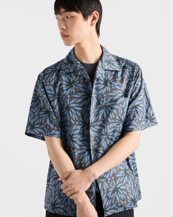 Printed cotton bowling shirt - Hematite/Nero Printed cotton bowling shirt - Hematite/Nero